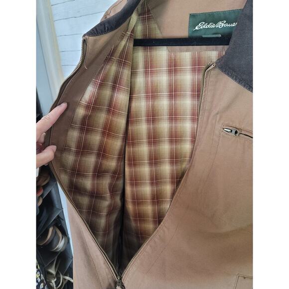EDDIE BAUER BARN CHORE JACKET W CORDUROY COLLAR IN BROWN, SZ XL TALL - Picture 5 of 15